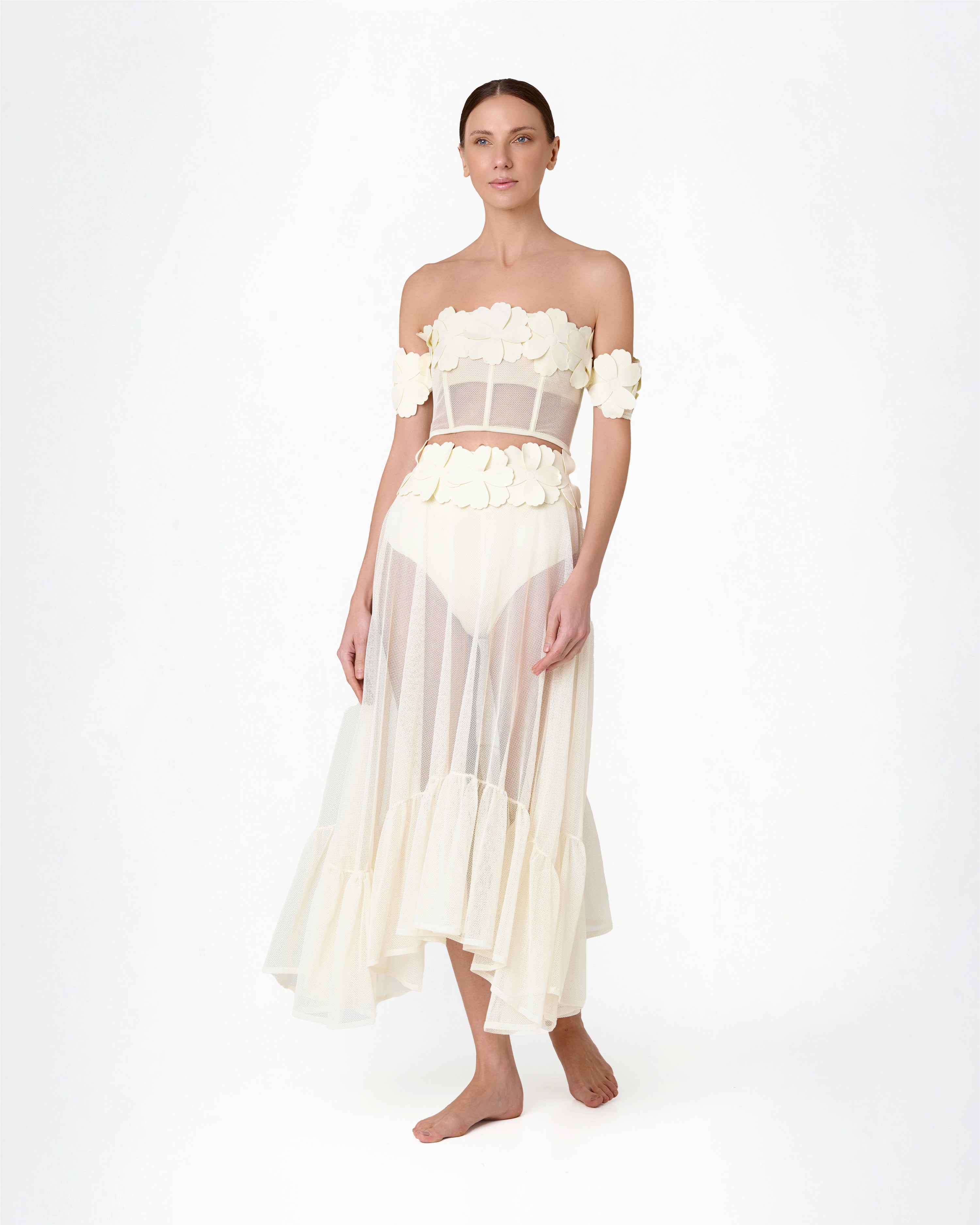 Bahia Maria Jardin de Lu Flower Corset Mesh Swim Top, Womens, M, Ivory Bahia Maria Jardin de Lu Flower Corset Mesh Swim Top, Womens, M, Ivory